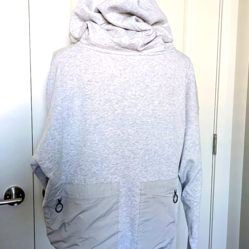Free People Heather Grey Hooded Sweatshirt Zippered Patch Pockets Size S & XS